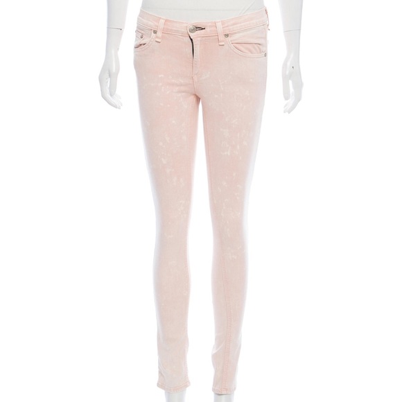 Rag & Bone Pink Acid Wash Mid-Rise Jeans XS US25 - Picture 1 of 3